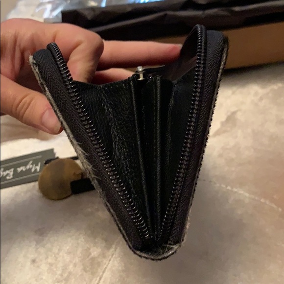 Myra Black, white hairon leather wallet, handmade - Picture 4 of 10